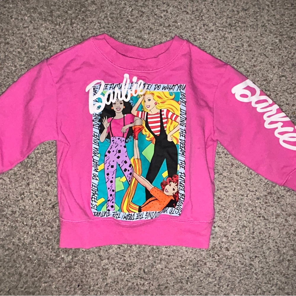 Cotton-on Kids Barbie Puff Paint Dusty Fleece Sweatshirt - Pink - Size 4